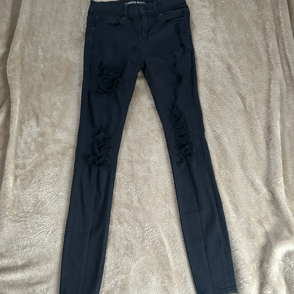 Express Black Ripped Distressed skinny Jeans - Picture 2 of 11